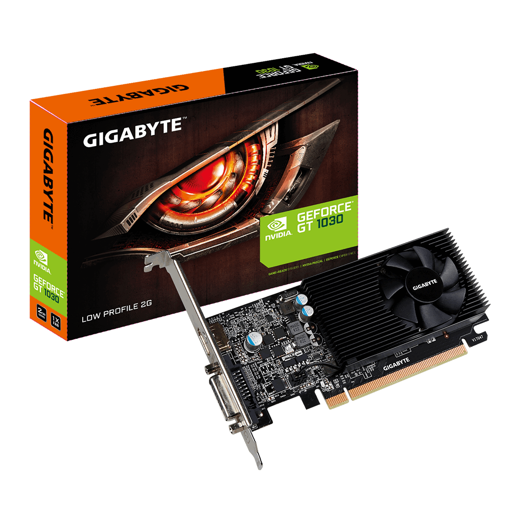 Видео карта GIGABYTE GeForce&reg; GT 1030 2GB GDDR5 64 bit, Low Profile, DVI-D, HDMI-2