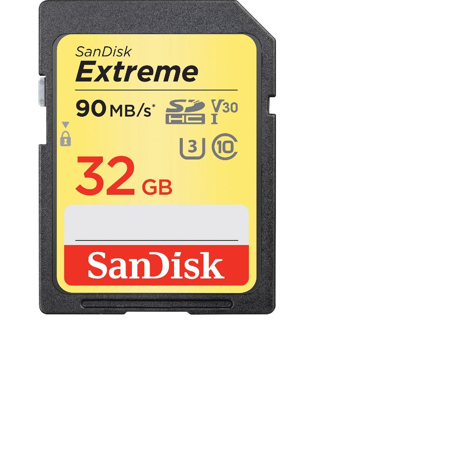 Карта памет SANDISK Extreme SDHC, 32GB, UHS-1,Class 10, U3, V30, 90 Mb/s