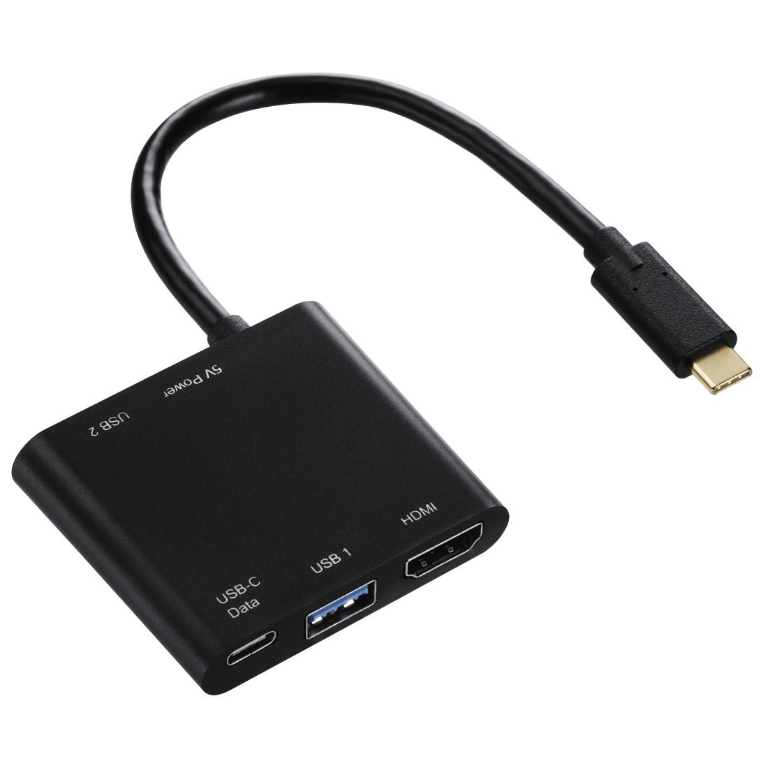 Адаптер HAMA 135729, 4 в 1, USB-C - 2 x USB 3.1, HDMI&trade;, USB-C (данни), Черен
