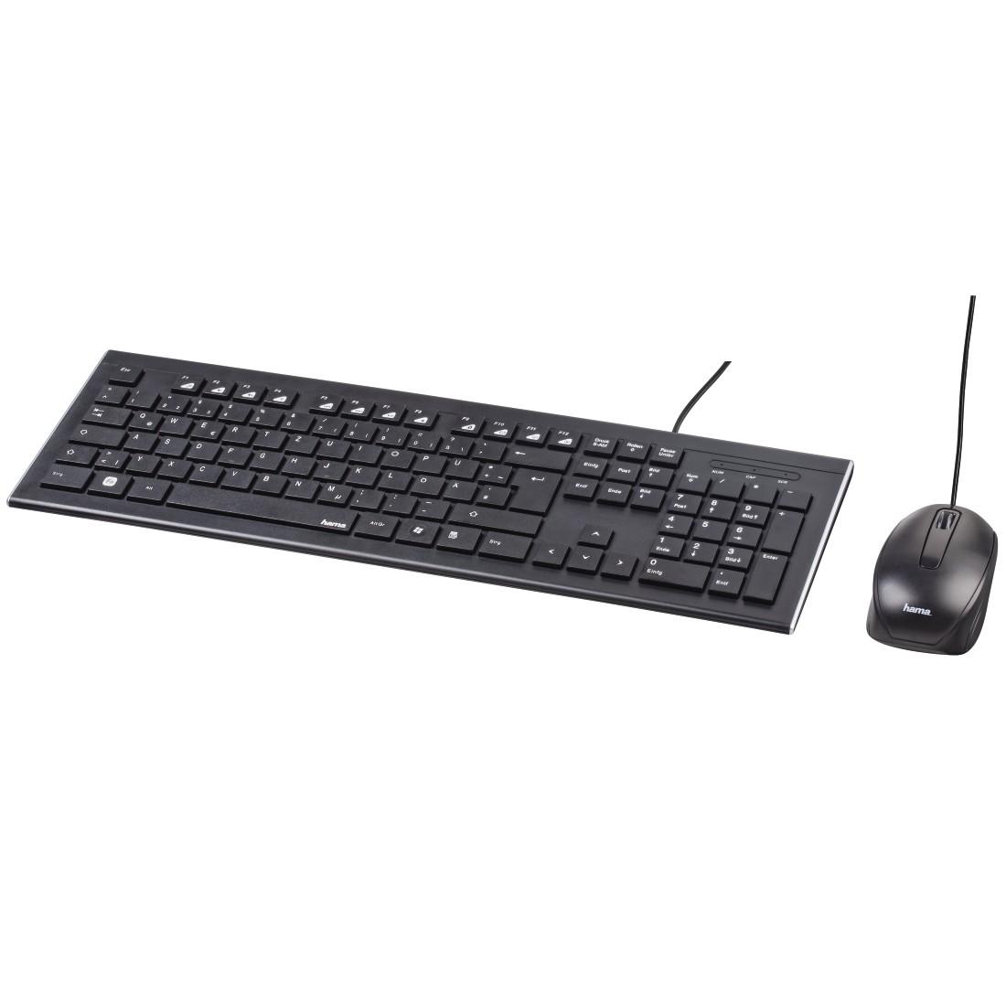 Жичен комплект клавиатура и мишка HAMA Cortino, USB, с кабел, черен-1