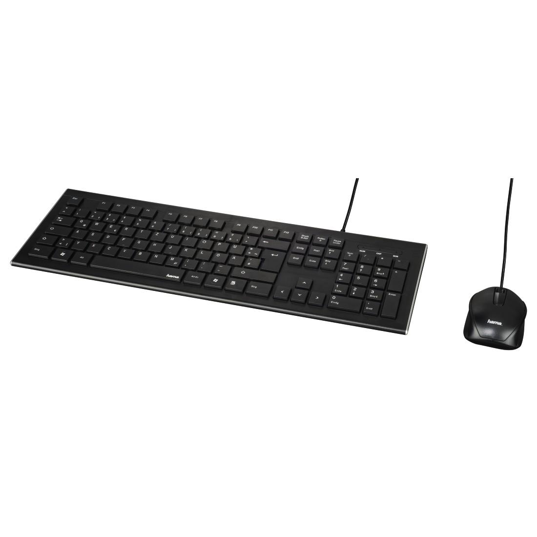Жичен комплект клавиатура и мишка HAMA Cortino, USB, с кабел, черен-2