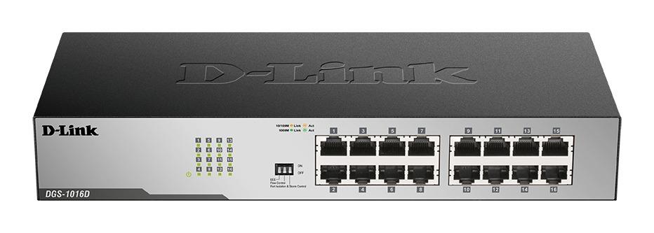 Суич D-Link DGS-1016D/E, 16 портов 10/100/1000, Desktop, rack mount-1