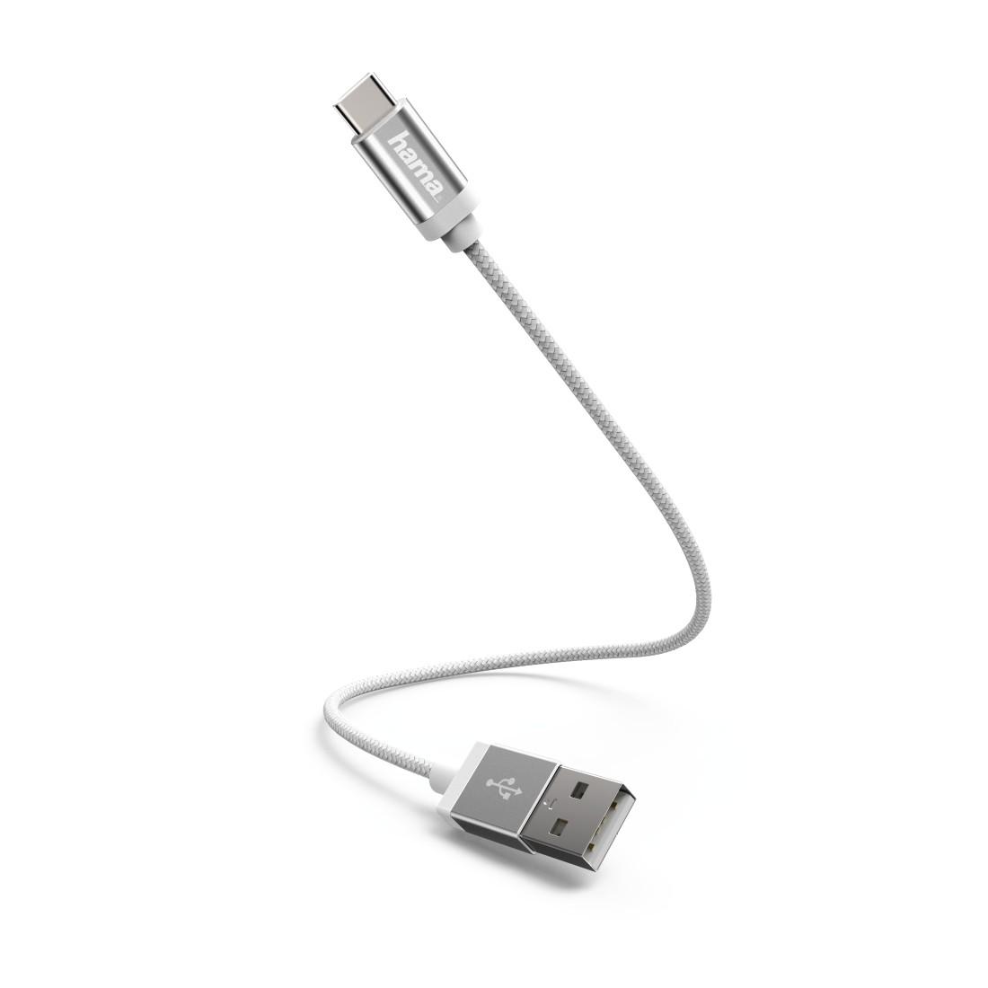 Кабел HAMA USB-C мъжко- USB 2.0 A мъжко, 0.2 м., 480Mbit/s,Бял-1