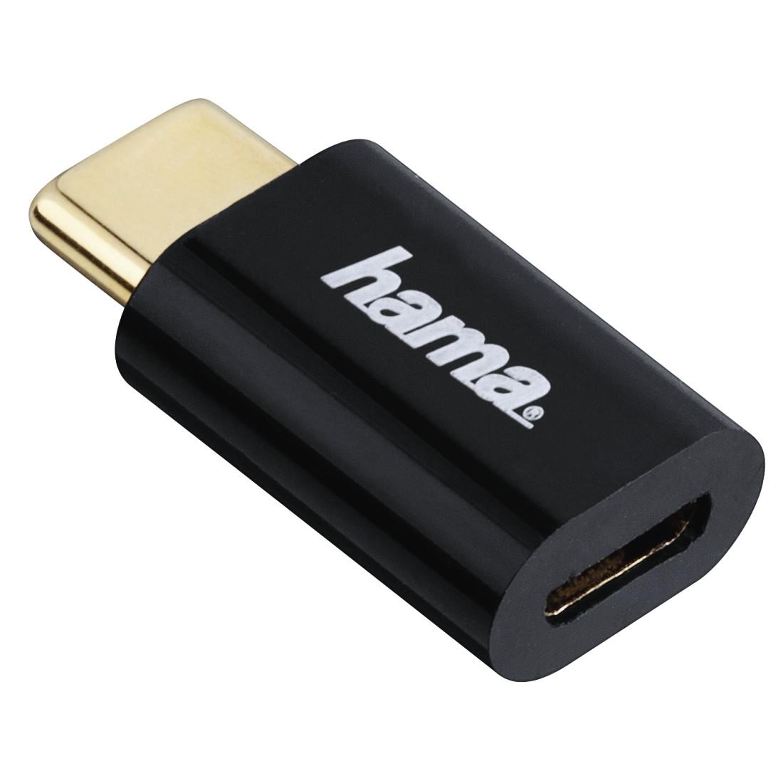 Адаптер HAMA, Micro USB женско - USB-C мъжко, 480 Mbit/s,Черен-1
