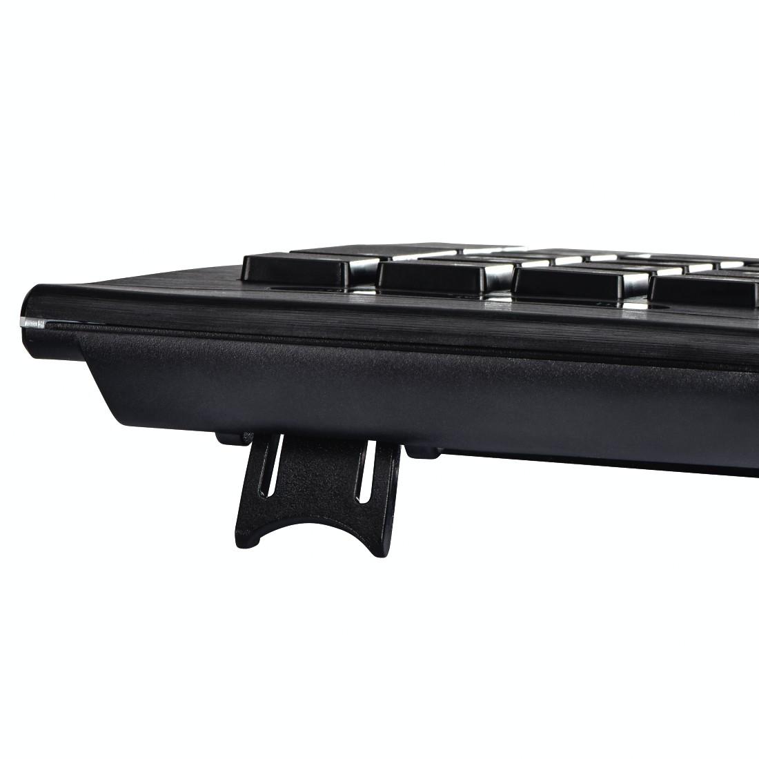 Мултимедийна клавиатура HAMA Anzano, светещ  страничен ефект в синьо, USB, с кабел, черен-4