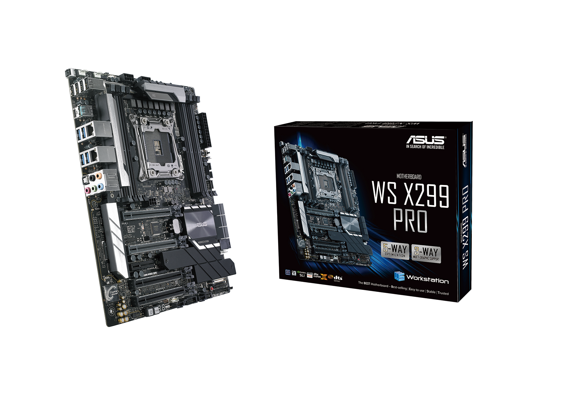 Дънна платка ASUS WS X299 PRO, Intel LGA 2066, ATX, 8x DDR4 4133MHz, 2x M.2-2