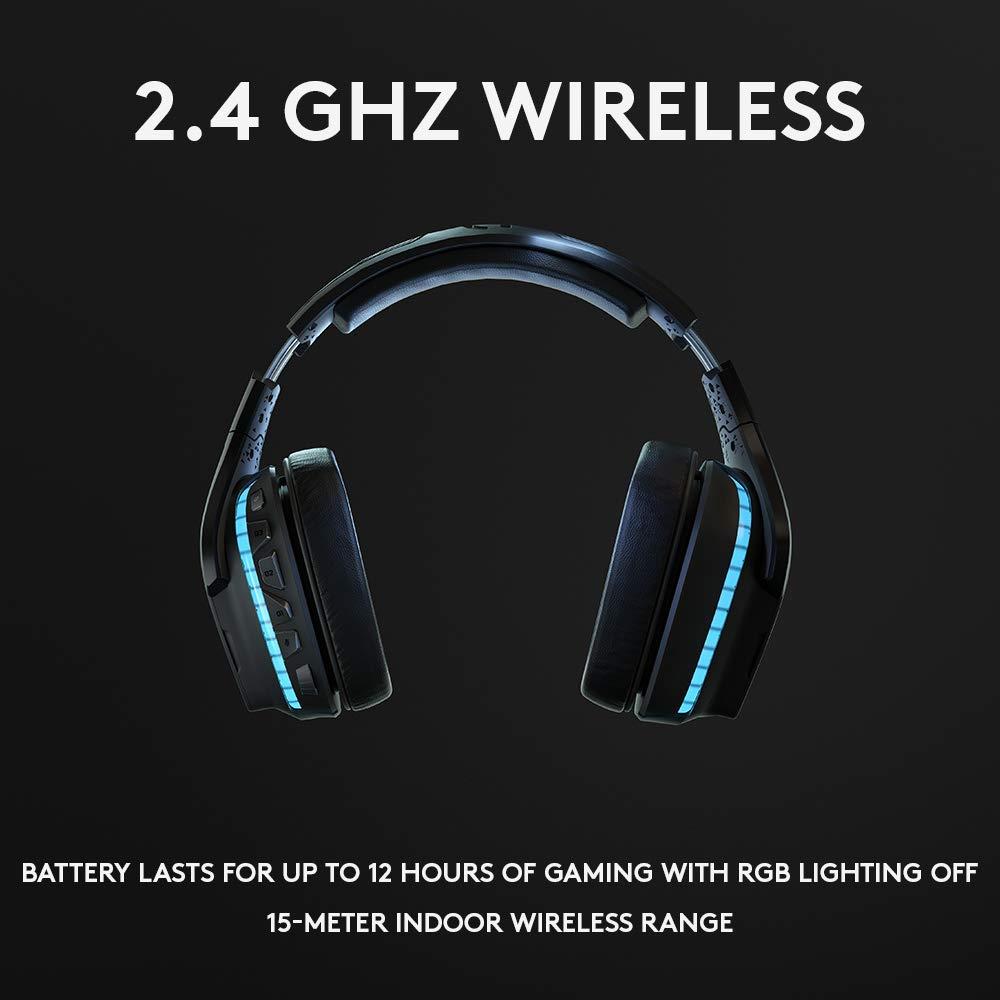 Геймърски слушалки Logitech,  G935 7.1 Wireless 7.1 Surround Lightsync, Безжични, Черни-2