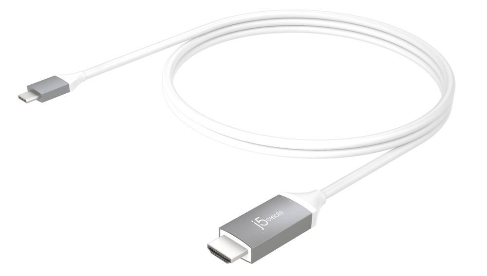 Кабел j5create JCC153G, USB-C мъжко - HDMI мъжко, 1.8 m, Бял-2