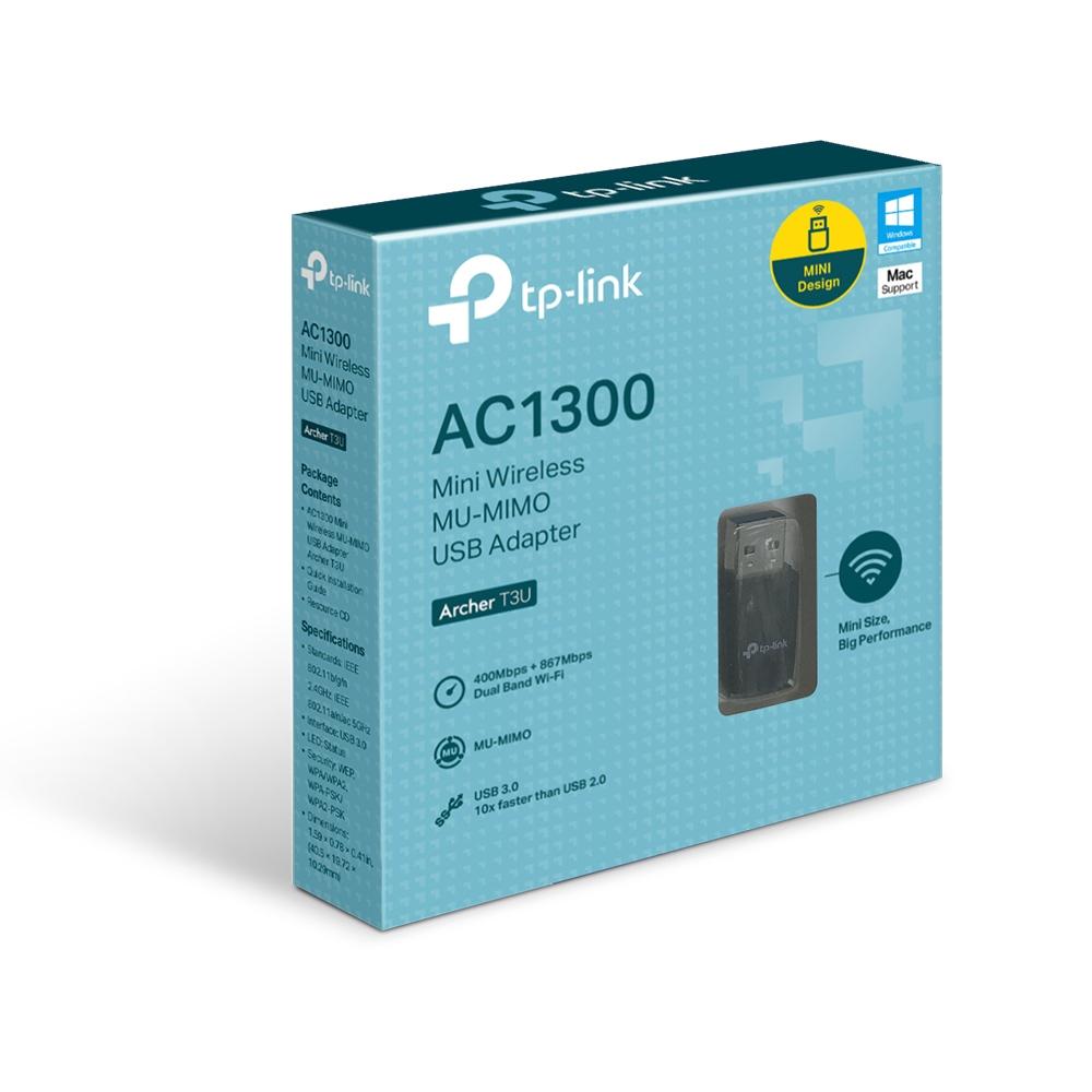 Безжичен адаптер TP-LINK Archer T3U, AC 1300 MU-MIMO, Dual band, USB 3.0, вградена антена-3