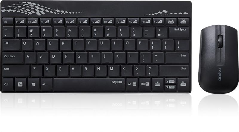 Безжичен комплект: клавиатура и мишка RAPOO 8000, кирилизирана, Черен