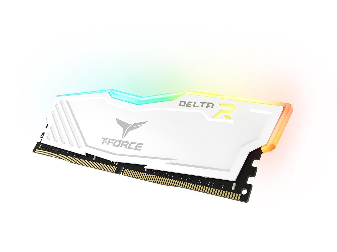 Памет Team Group T-Force Delta RGB White DDR4 - 16GB (2x8GB) 3200MHz CL16-18-18-38 1.35V-2