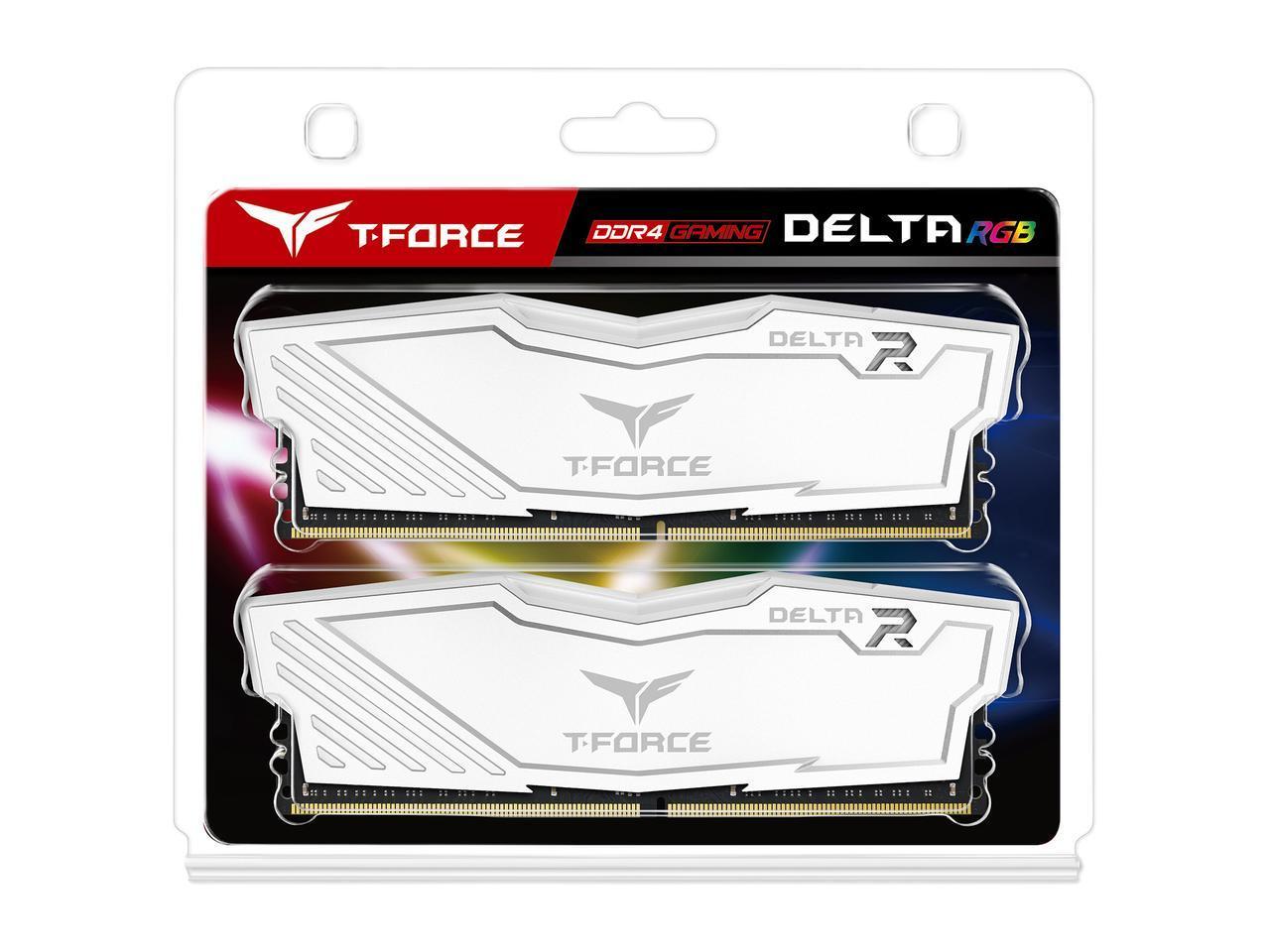 Памет Team Group T-Force Delta RGB White DDR4 - 16GB (2x8GB) 3200MHz CL16-18-18-38 1.35V-3