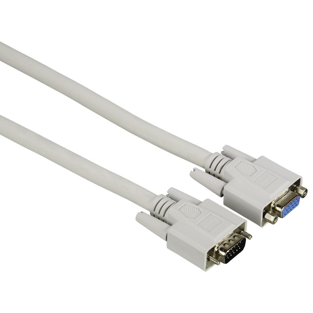 Удължителен кабел за монитор HAMA 20184, VGA мъжко - VGA женско, Екраниран, 1.80 м, Сив-1