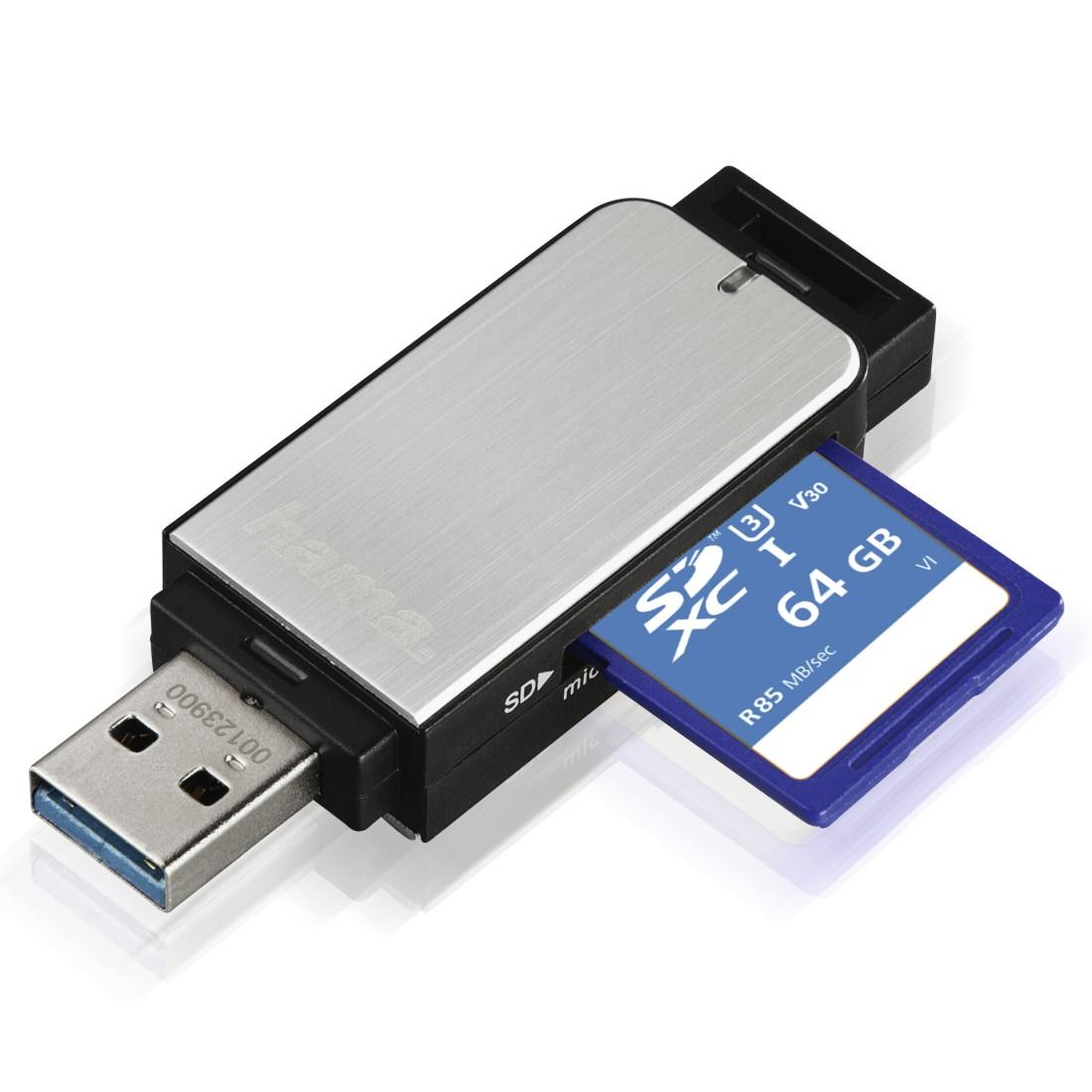 Четец за карти HAMA, USB 3.0, SD/microSD, сребрист-3