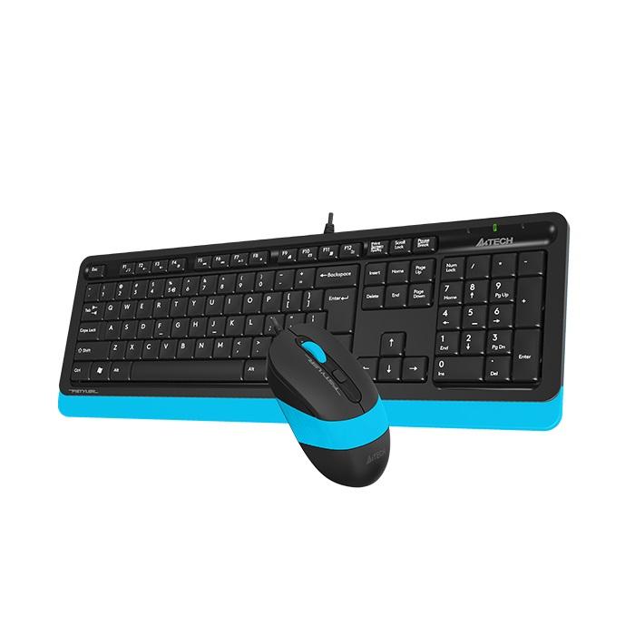 Комплект клавиатура и мишка A4TECH Fstyler  F1010, с кабел, USB, Черен/Син-1