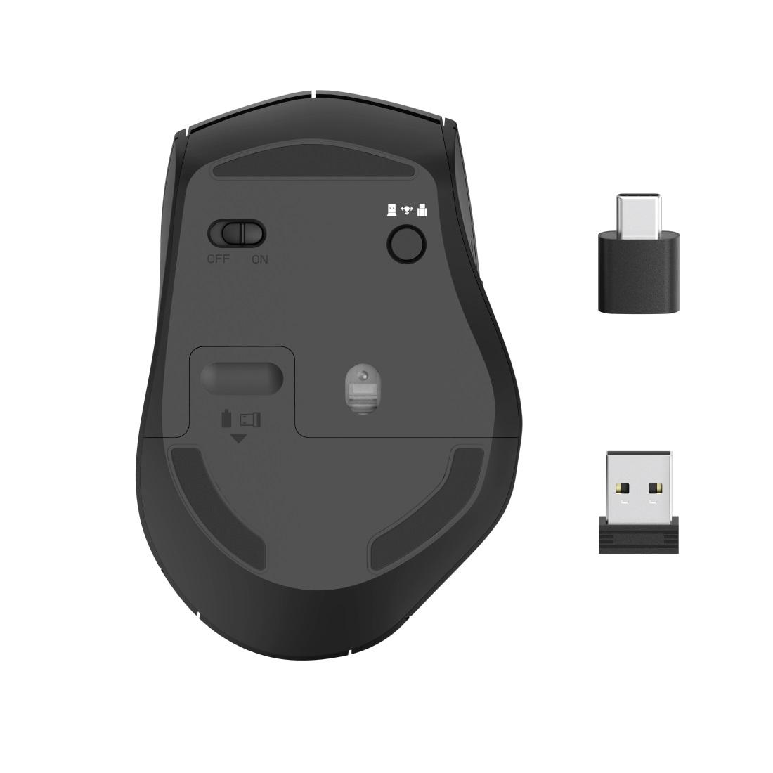 Безжична оптична мишка HAMA MW-600, 2 приемника USB-C/USB-A, 6 бутона, черен-3