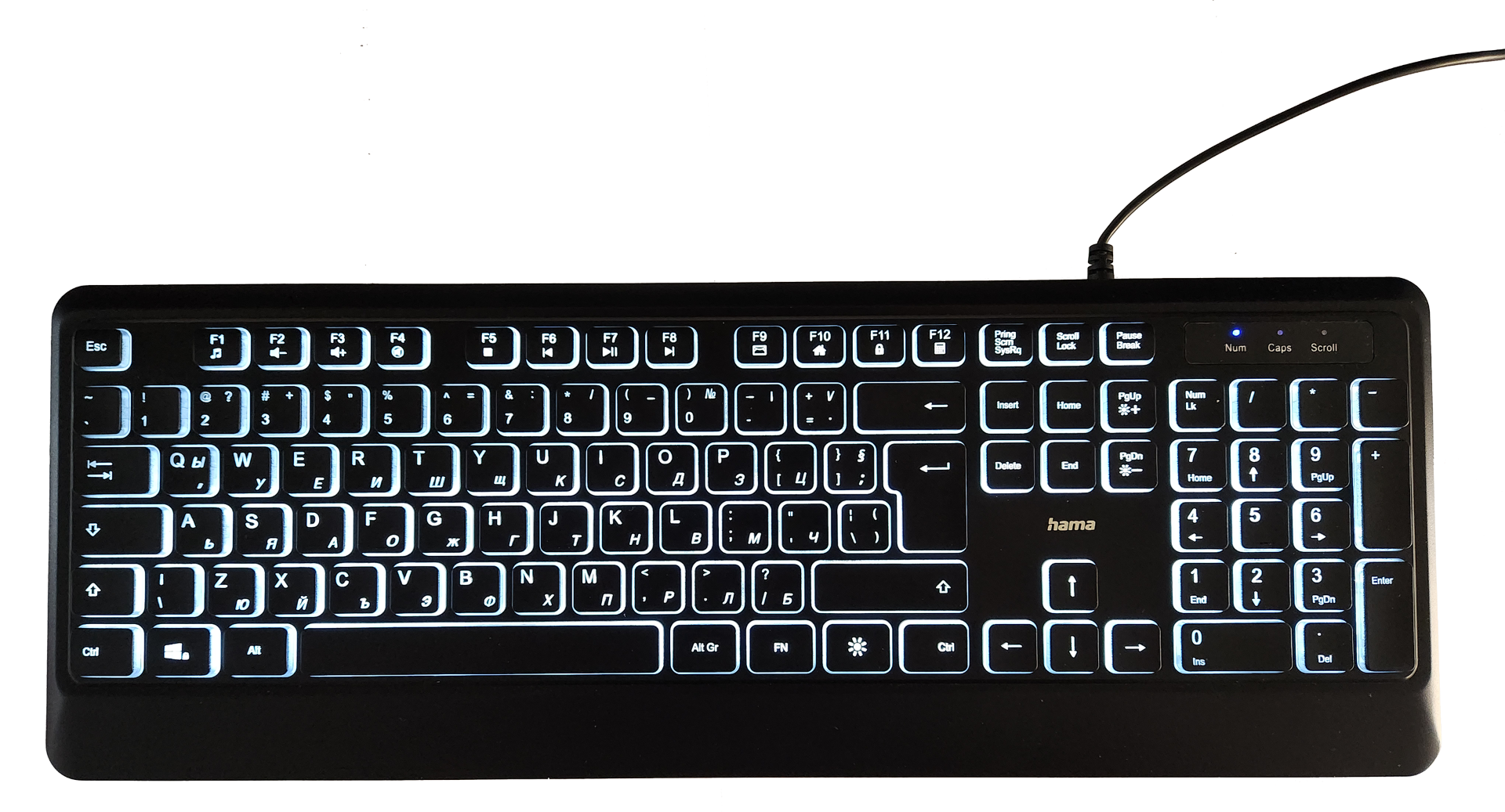 Клавиатура HAMA KC-550, подсветка, USB, с кабел, черен-2