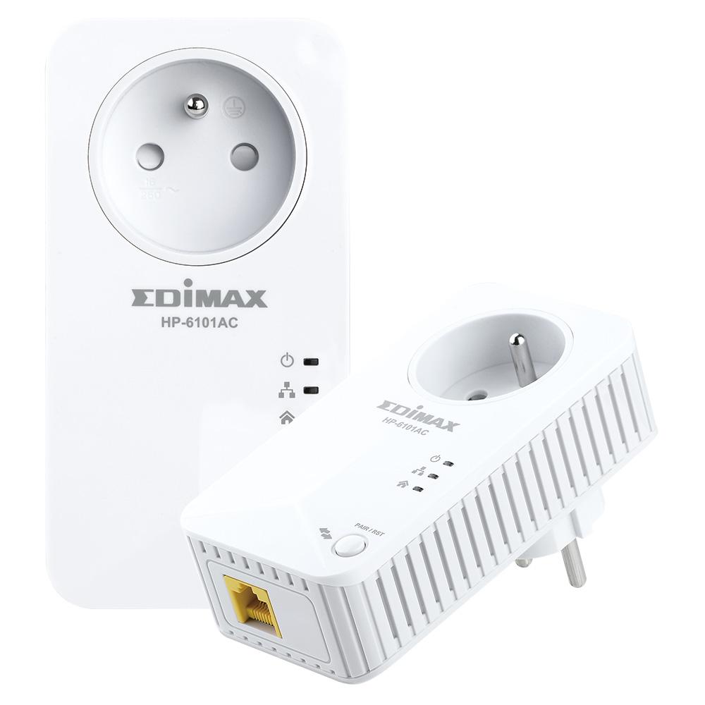 PowerLine адаптер EDIMAX HP-6101ACK, 600Mbps, Ethernet, гнездо за ел.уреди, Комплект 