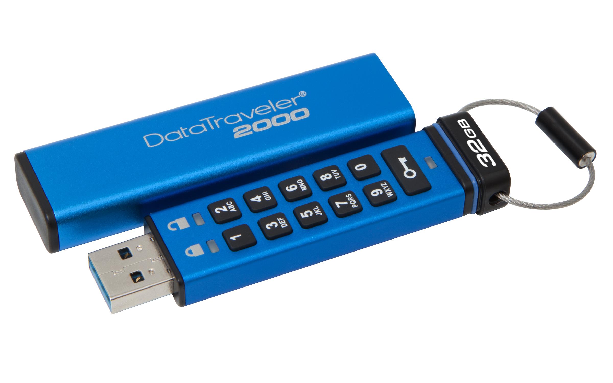 USB памет KINGSTON DataTraveler 2000, 32GB, USB 3.1, хардуерно криптиране, Син-4