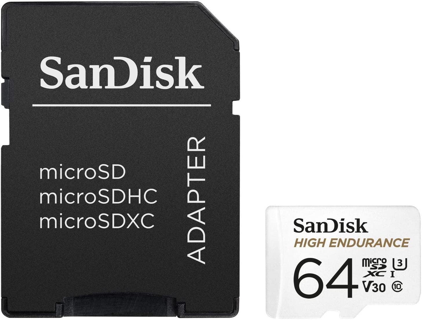 Карта памет SANDISK High Endurance micro SDHC UHS-I, A1, SD Адаптер, 64GB, Class 10, 100Mb/s-2