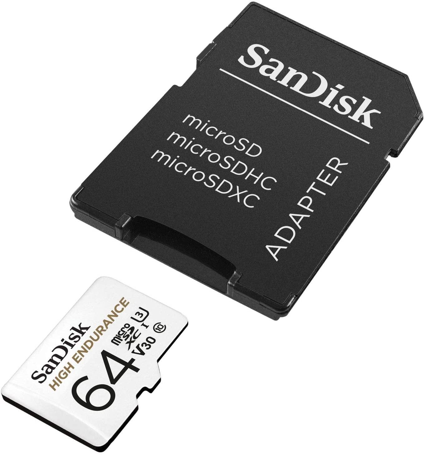 Карта памет SANDISK High Endurance micro SDHC UHS-I, A1, SD Адаптер, 64GB, Class 10, 100Mb/s-3