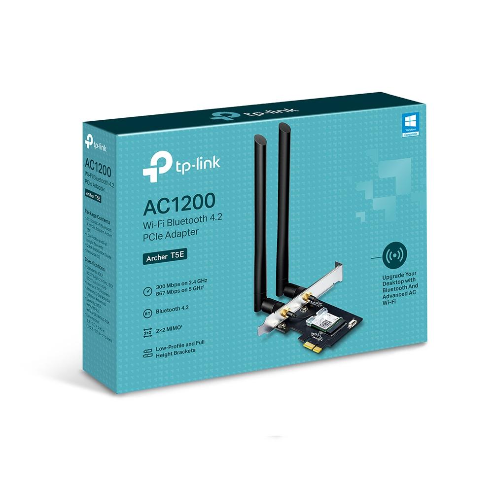 Безжичен адаптер TP-LINK Archer T5E, AC1200 dual band, PCI-EX, Bluetooth 4.2, две външни антени-2