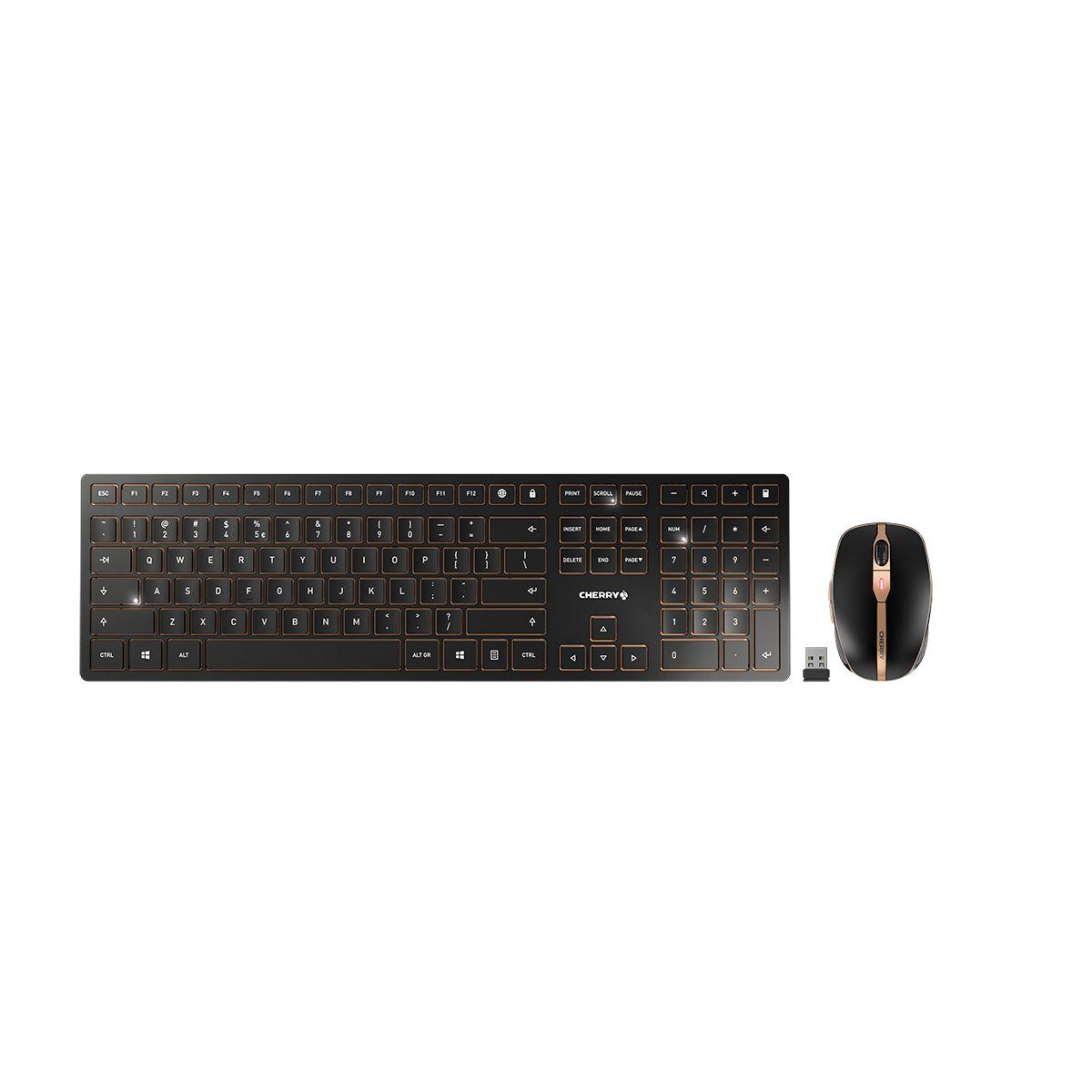 Kомплект клавиатура с мишка CHERRY DW 9000 SLIM, Безжичен, US, Черен/Бронз
