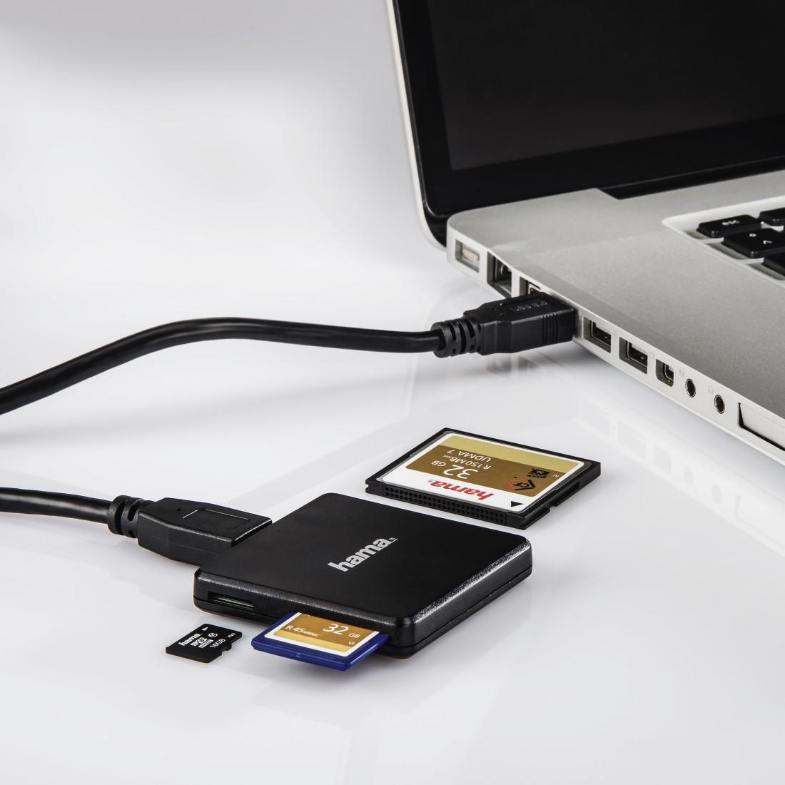 Четец за карти HAMA Multi, USB 3.0, SD/microSD/CF, 5 Gbps, Черен-4