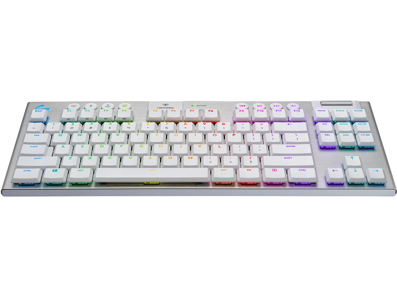 Безжична геймърска механична клавиатура Logitech, G915 TKL White Lightsync RGB, Tactile суичове-2