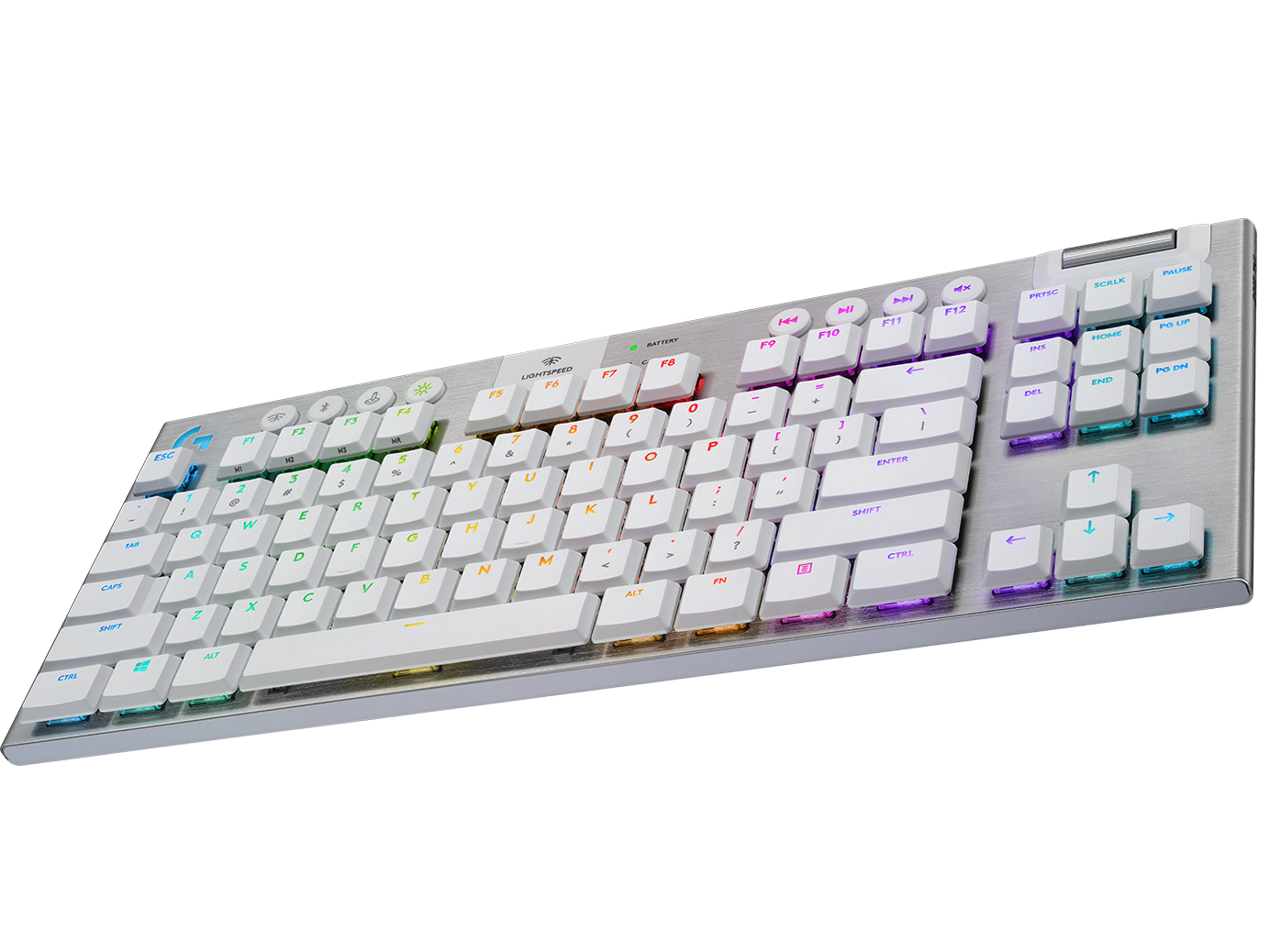 Безжична геймърска механична клавиатура Logitech, G915 TKL White Lightsync RGB, Tactile суичове-3