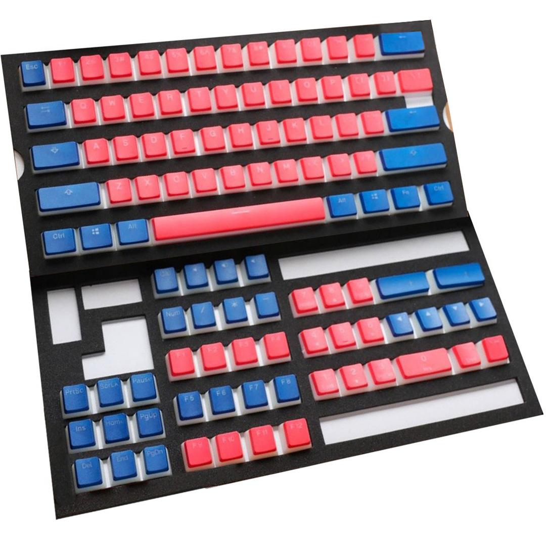 Капачки за механична клавиатура Ducky Pudding Red &amp; Blue 108-Keycap Set PBT Double-Shot US Layout
