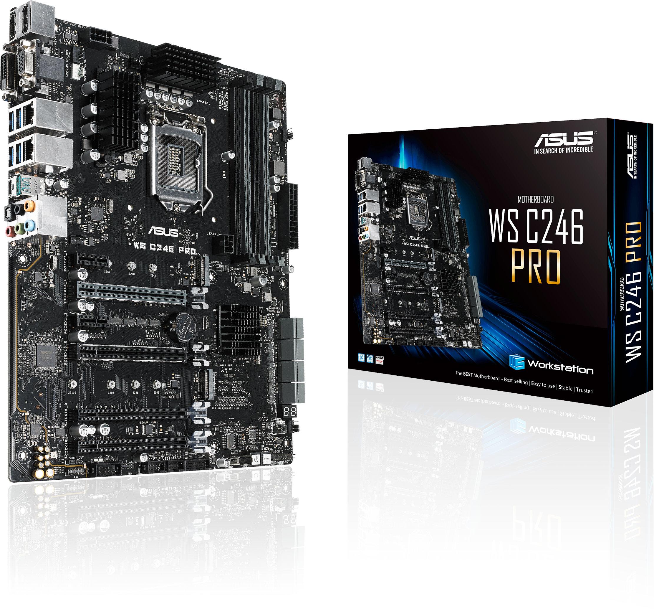 Дънна платка ASUS WS C246 Pro, Socket 1151, dual M.2, 4 x PCIe 3.0 x16, Daul Lan-2