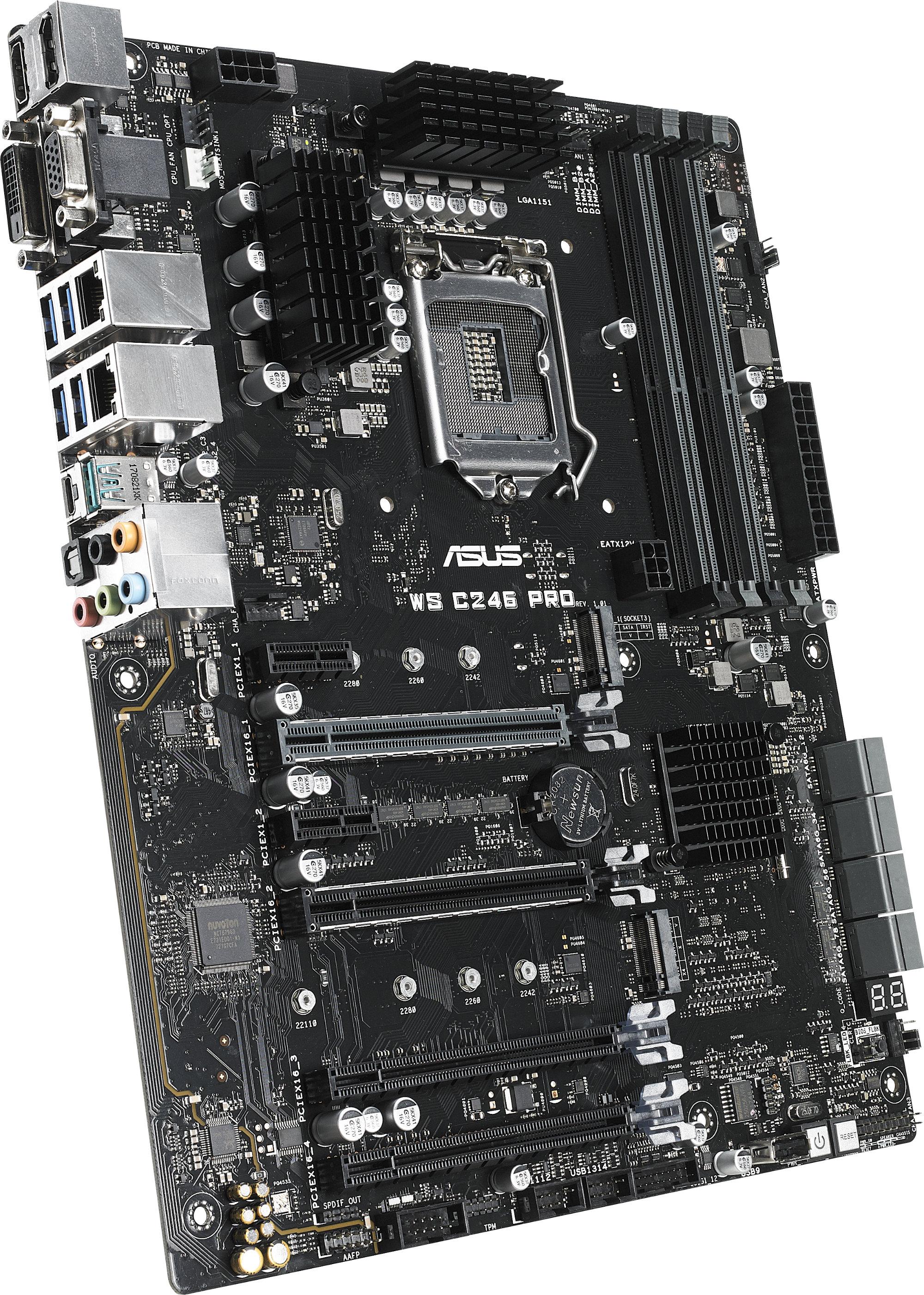 Дънна платка ASUS WS C246 Pro, Socket 1151, dual M.2, 4 x PCIe 3.0 x16, Daul Lan-3