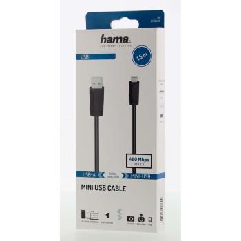 Кабел HAMA USB-A мъжко - USB-B mini мъжко, 1.5 м-2