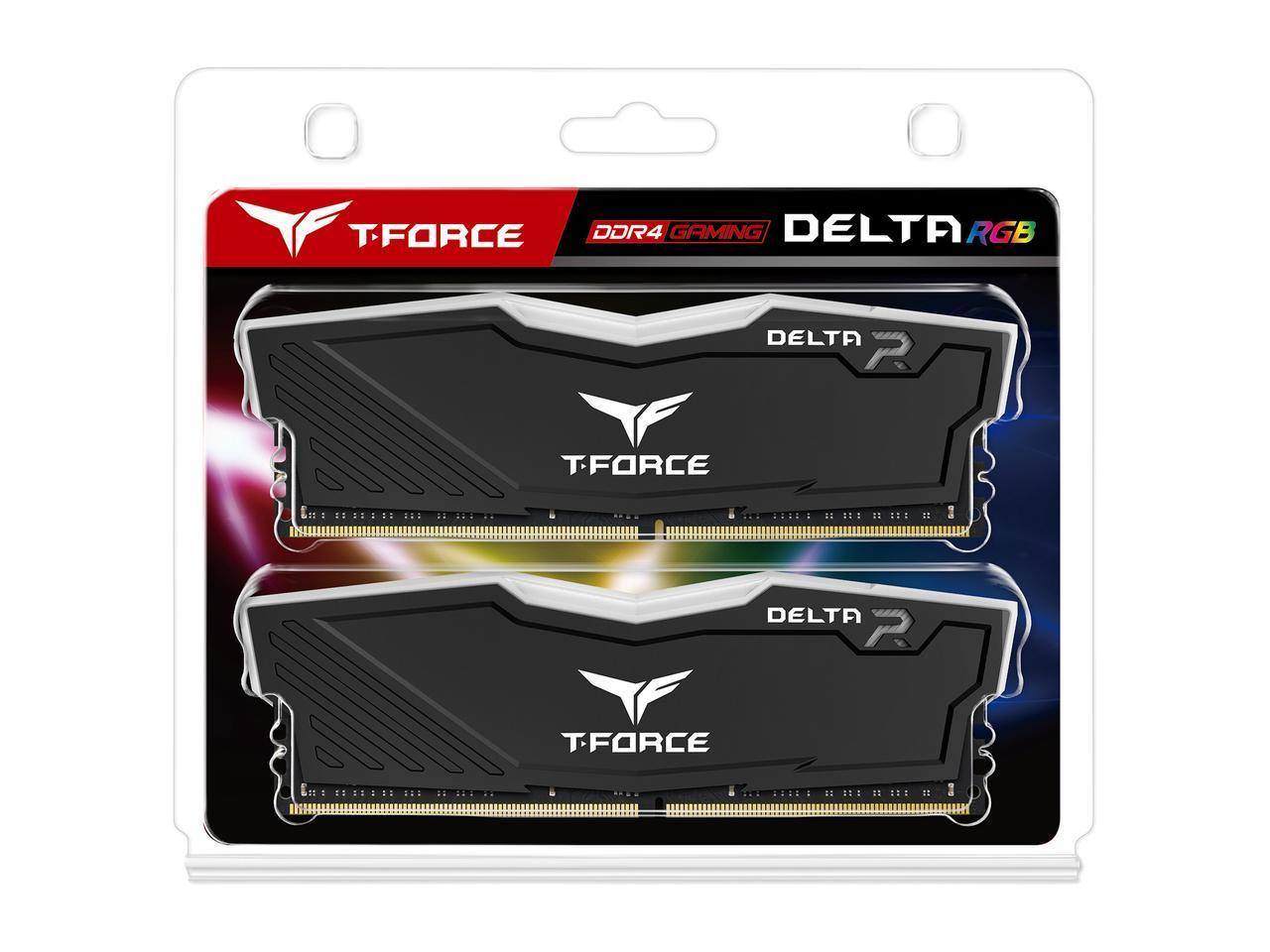 Памет Team Group T-Force Delta RGB Black, DDR4, 32GB (2x16GB), 3600MHz, CL18-22-22-42, 1.35V-3