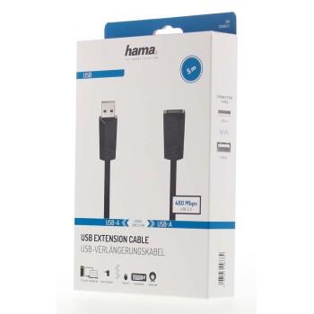 Удължителен кабел HAMA, USB-A женско - USB-A мъжко, 5 м, екраниран, черен-2