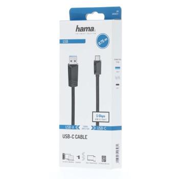 Кабел HAMA USB-C мъжко-USB-A мъжко, USB 3.2 Gen 1, 5Gbit/s, 0.75 м., Черен-2