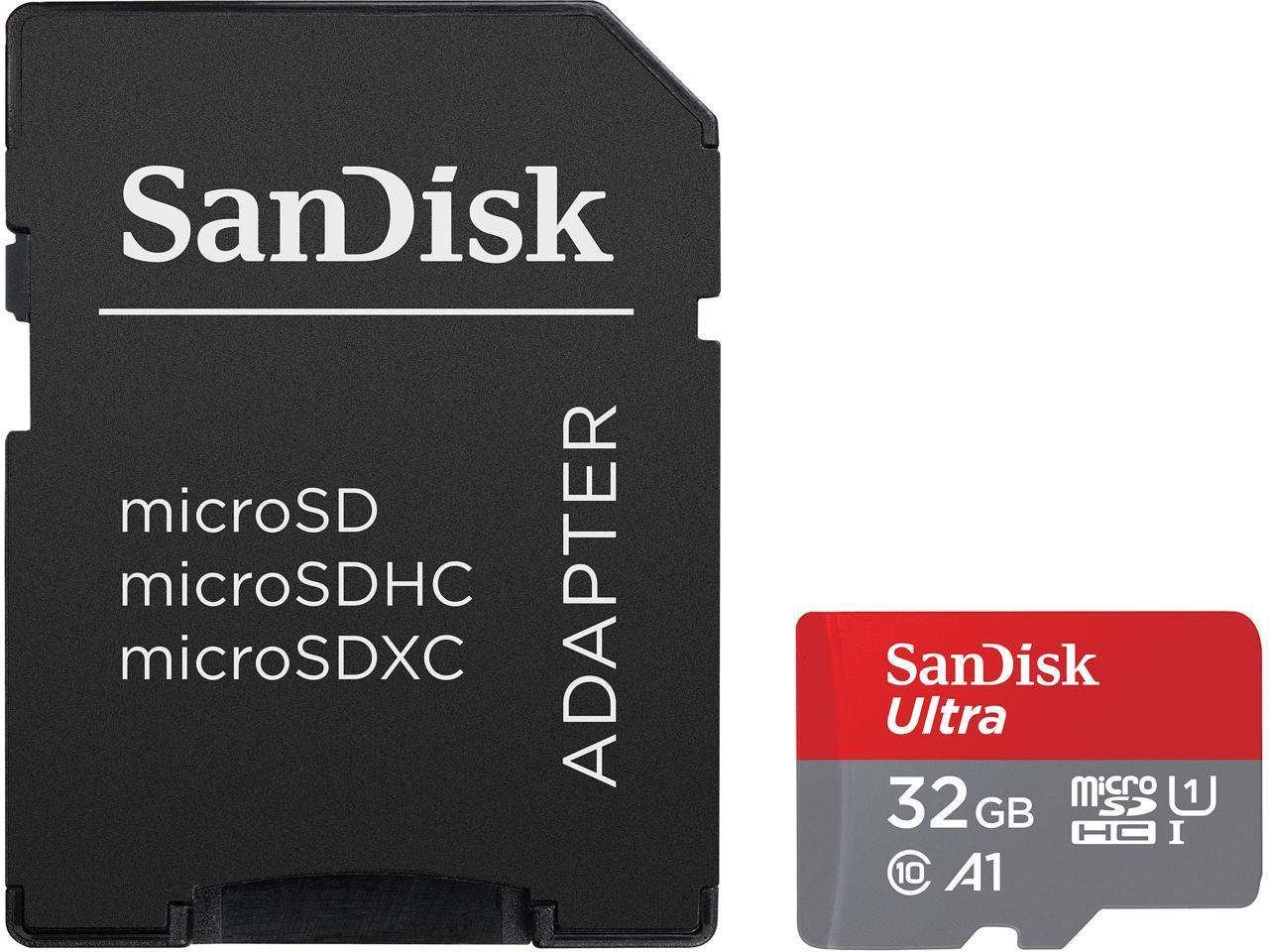 Карта памет SANDISK Ultra microSDHC, 32GB, A1, UHS-I, U1, Class 10, 120MB/s, Адаптер-2