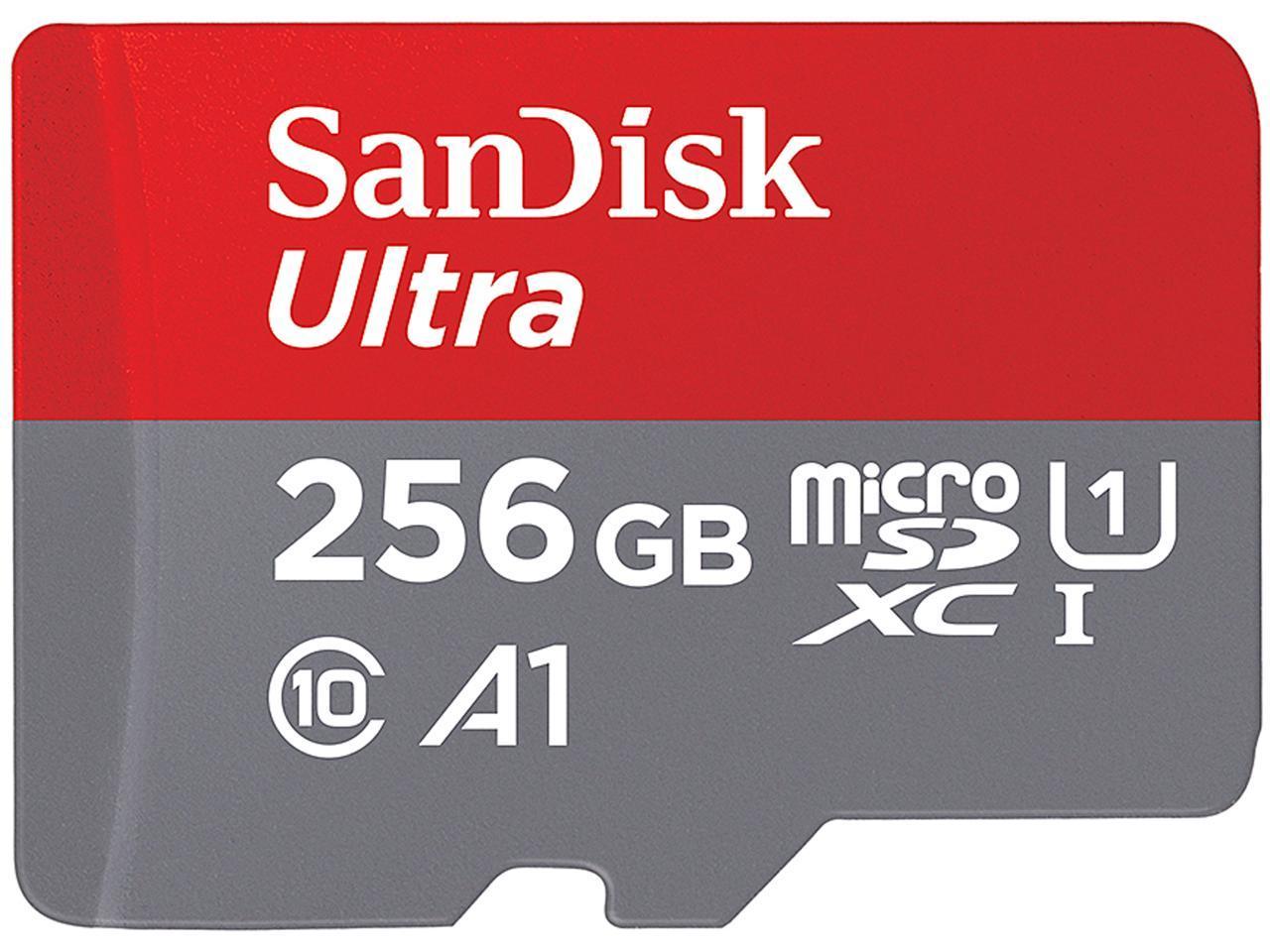 Карта памет SANDISK Ultra microSDXC, 256GB, A1, UHS-I, U1, Class 10, 120MB/s, Адаптер