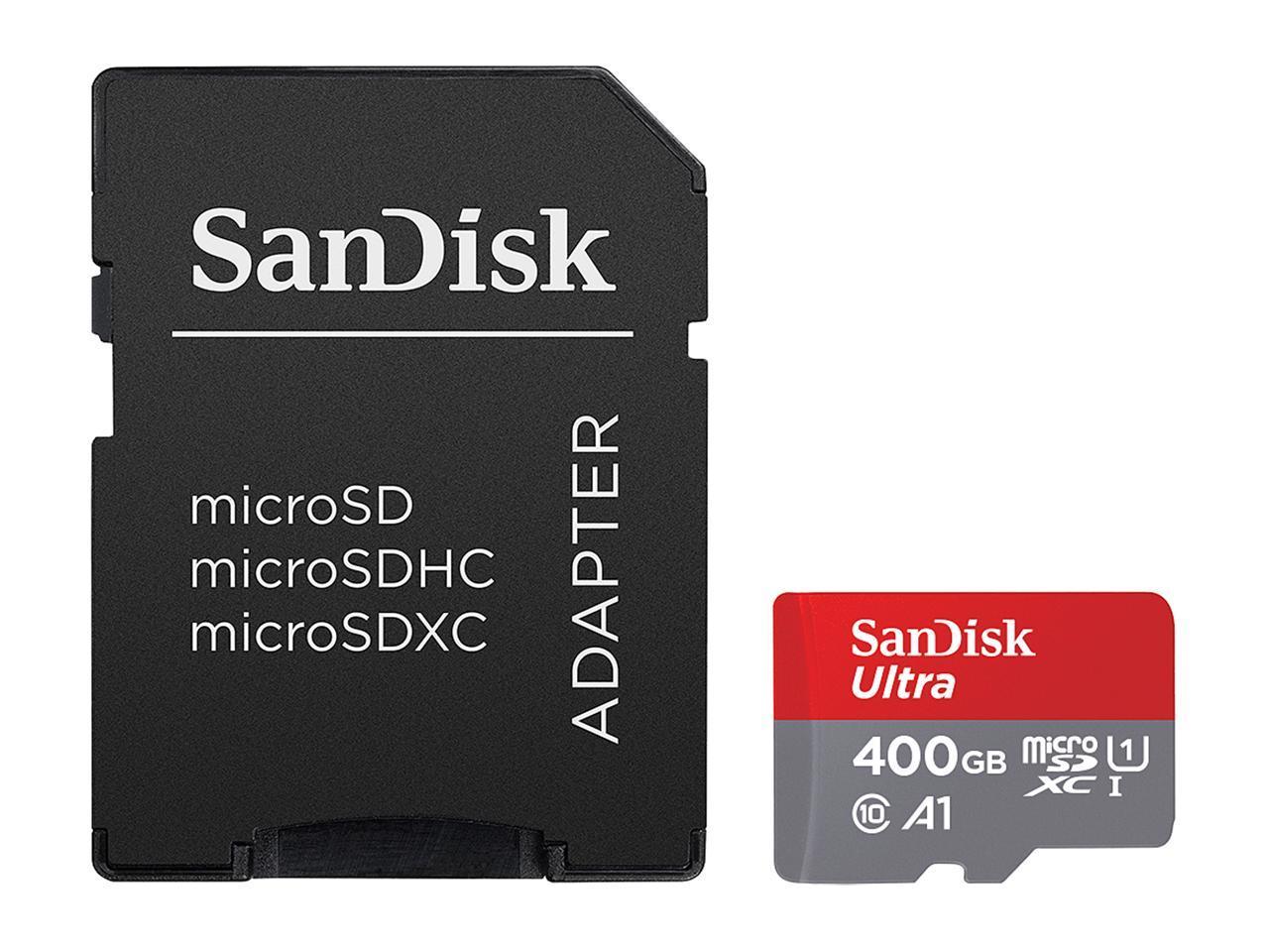 Карта памет SANDISK Ultra microSDHC, 400GB, A1, UHS-I, U1, Class 10, 120MB/s, Адаптер-3