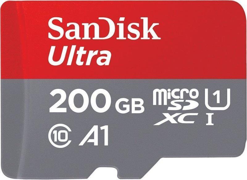Карта памет SANDISK Ultra microSDHC, 200GB, A1, UHS-I, U1, Class 10, 120MB/s, Адаптер