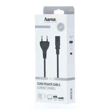 Захранващ кабел HAMA Euro Plug, 2-Pin(IEC C7) женско, 2.5 m, Черен-2