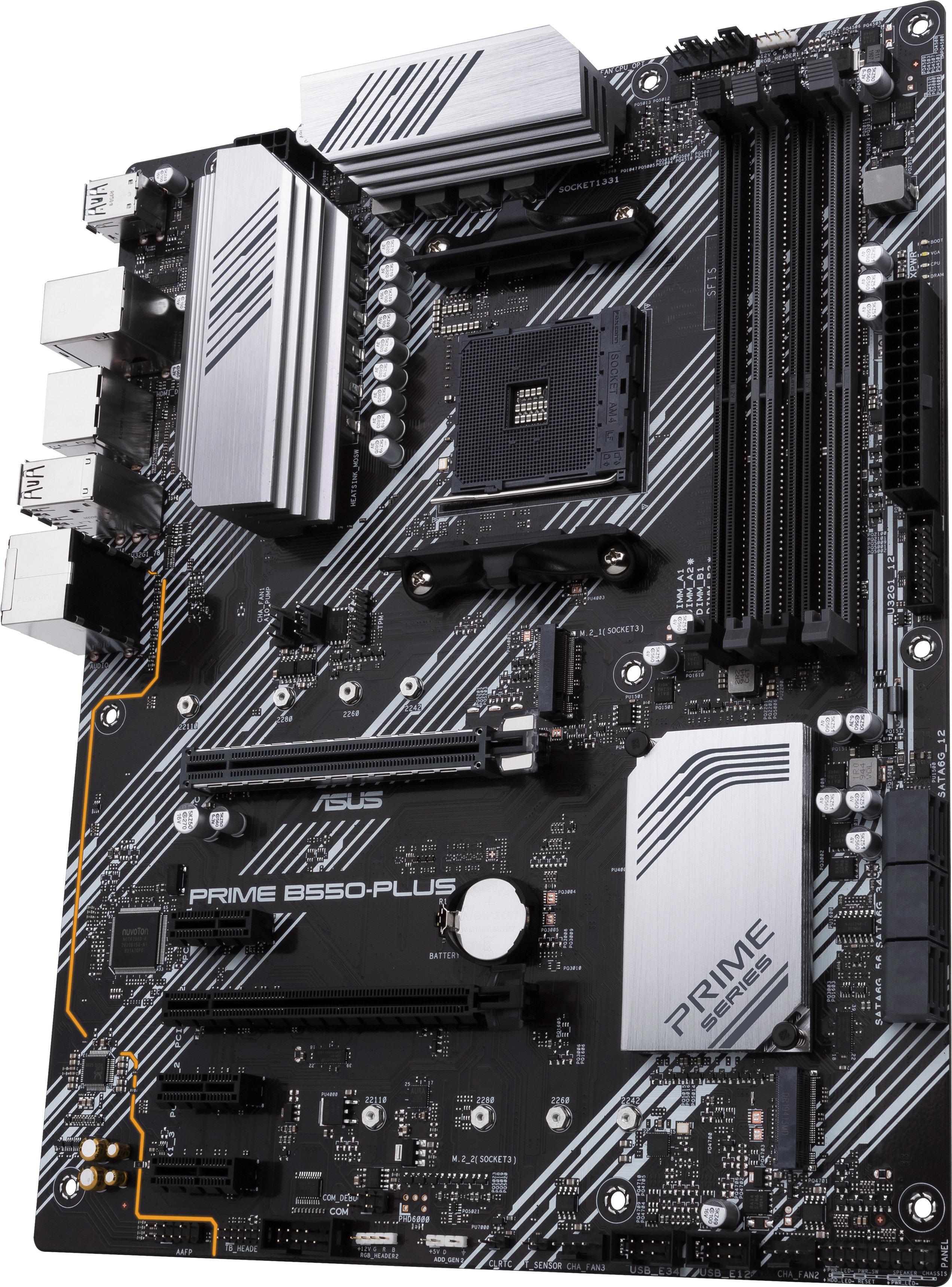 Дънна платка ASUS PRIME B550-PLUS, socket AM4, 4xDDR4, Aura Sync, PCIe 4.0, Dual M.2-4