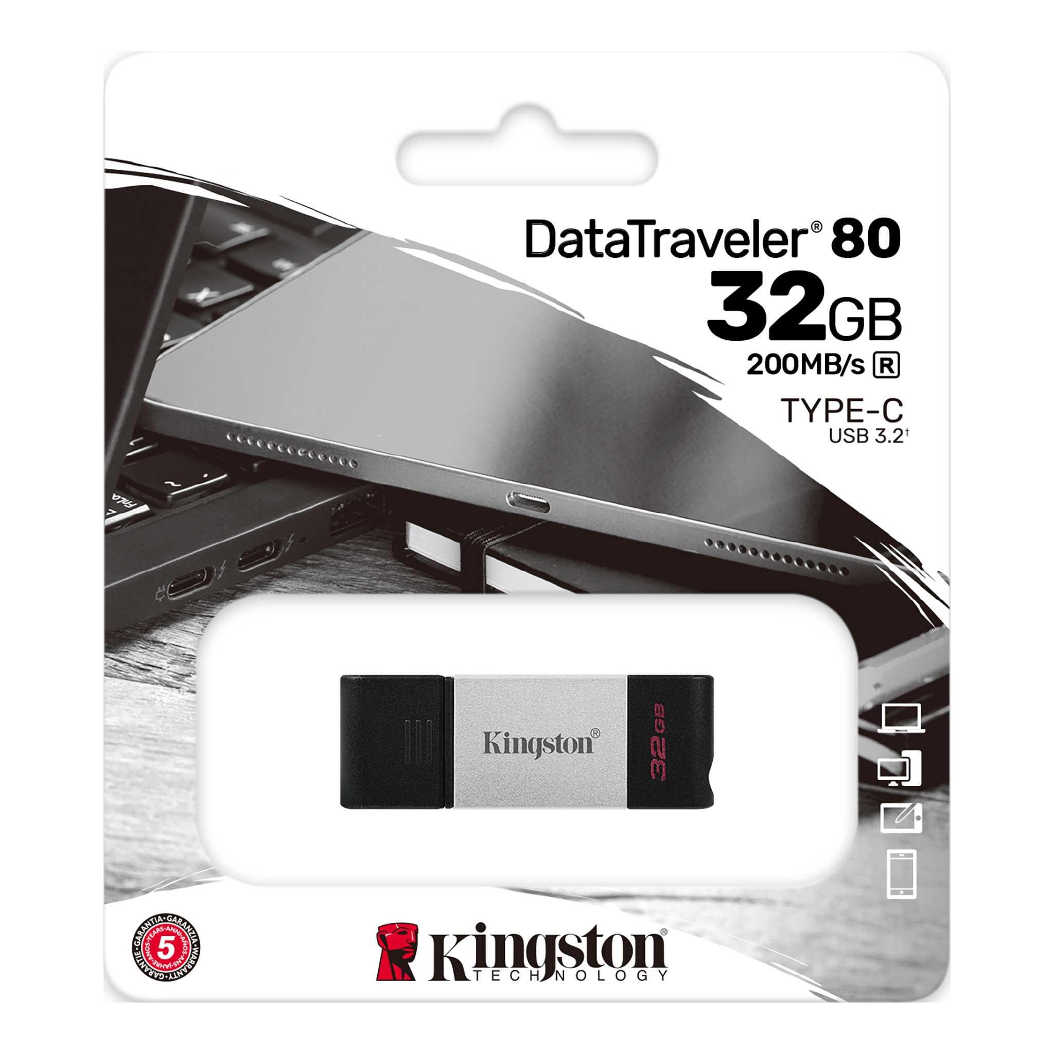 USB памет KINGSTON DataTraveler 80, 32GB, USB-C 3.2 Gen 1, Черна-4