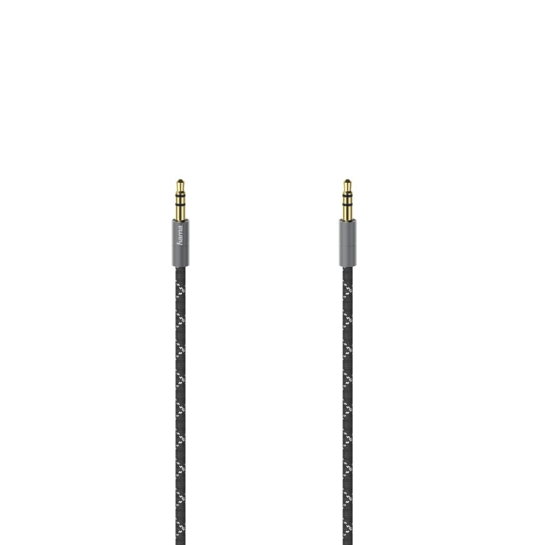 Аудио кабел HAMA, 3.5мм жак мъжко - 3.5мм жак мъжко, Метал, Позлатени конектори, 1.5м, Черен