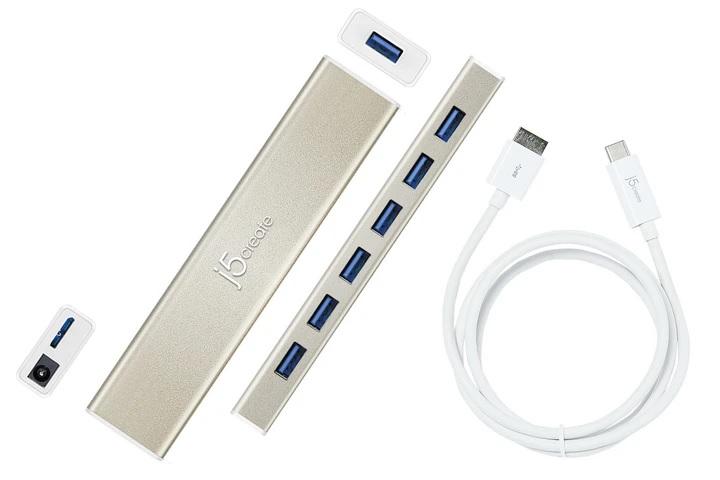 Хъб 7-портов J5 Create USB-C JCH377, USB 3.0, 1:7, Бял-2