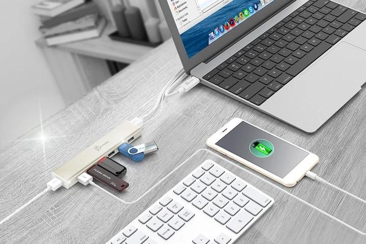 Хъб 7-портов J5 Create USB-C JCH377, USB 3.0, 1:7, Бял-3