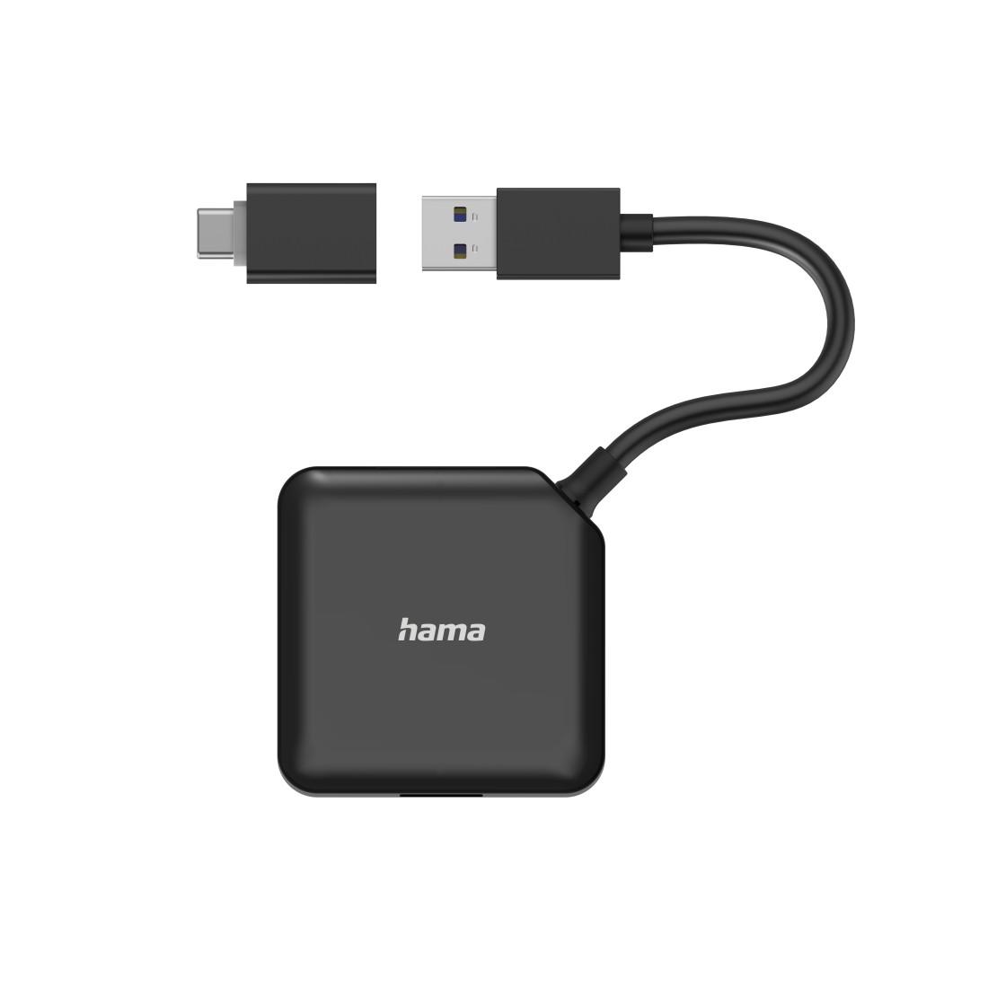 USB хъб HAMA, USB-А 4-портов, USB 3.2 Gen 1, 5 Gbit/s, USB-C адаптер, Черен-4