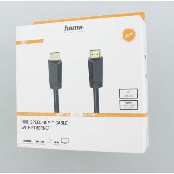 Кабел HAMA High-Speed, HDMI мъжко - HDMI мъжко, 4K, 18GB/s, Ethernet, 7.5 м, Позл. конектори, Черен-2