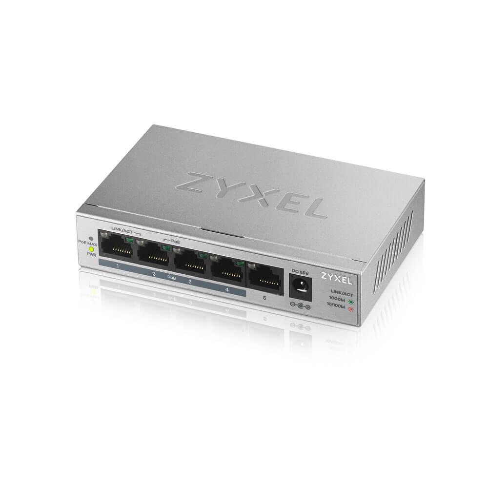 Суич ZyXEL GS1005-HP, 5-портов гигабитов неуправляем PoE+, 60W-3